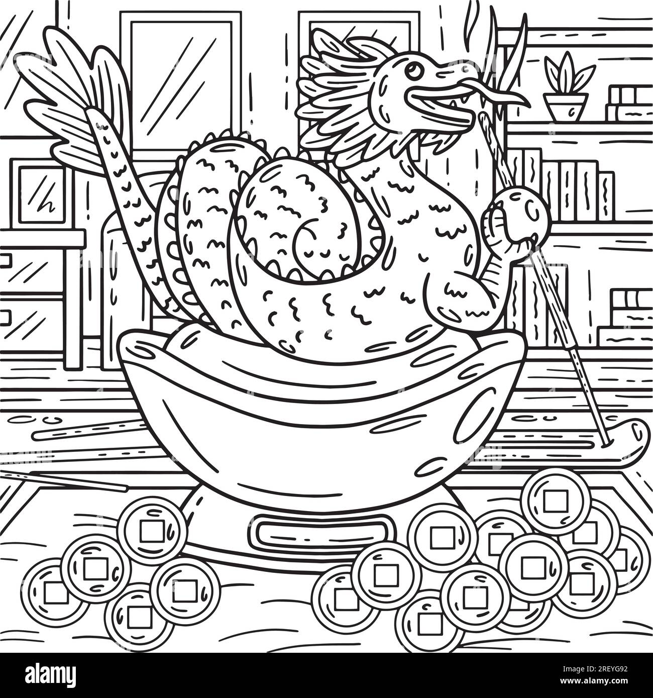 Year of the Dragon Feng Shui Dragon Kids Coloring Stock Vector Image ...