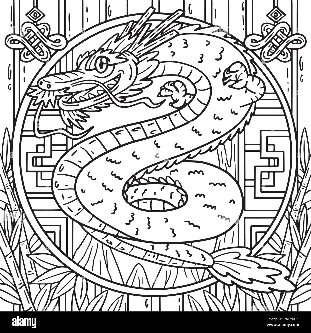 Year of the Dragon Oriental Dragon Kids Coloring Stock Vector Image ...