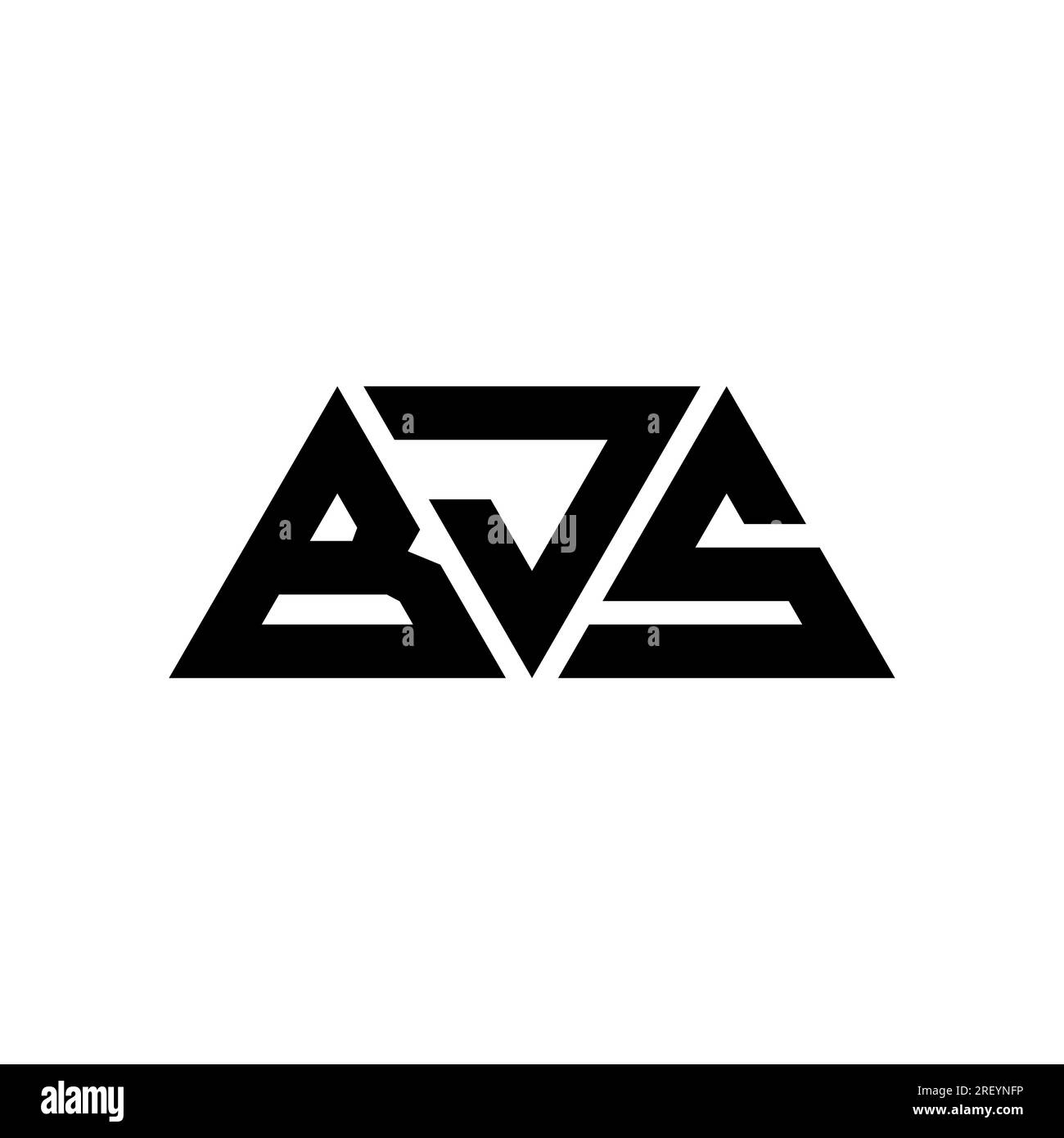 BJS triangle letter logo design with triangle shape. BJS triangle logo