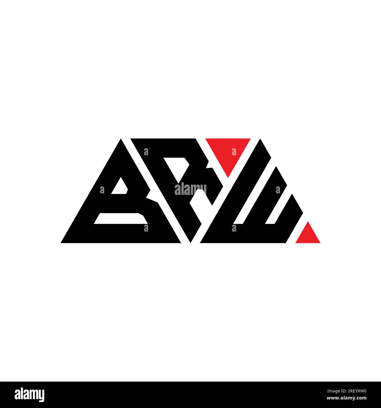 BRW triangle letter logo design with triangle shape. BRW triangle logo design monogram. BRW triangle vector logo template with red color. BRW triangul Stock Vector