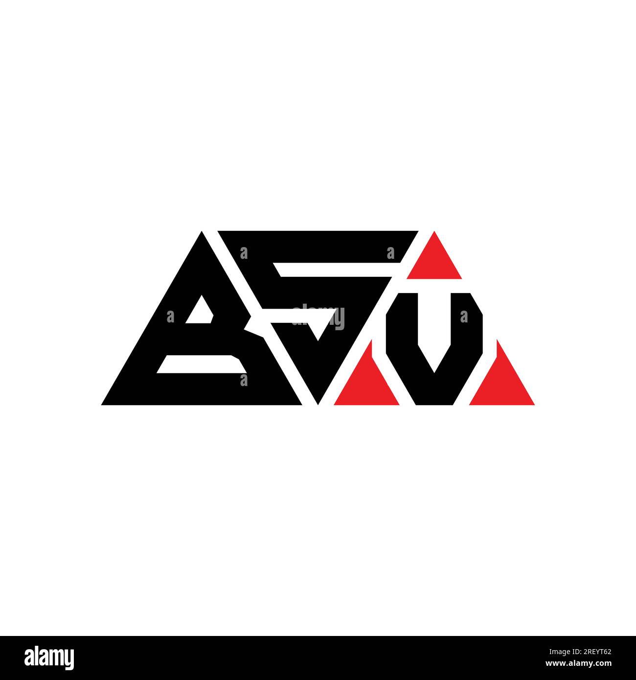 BSV triangle letter logo design with triangle shape. BSV triangle logo design monogram. BSV triangle vector logo template with red color. BSV triangul Stock Vector
