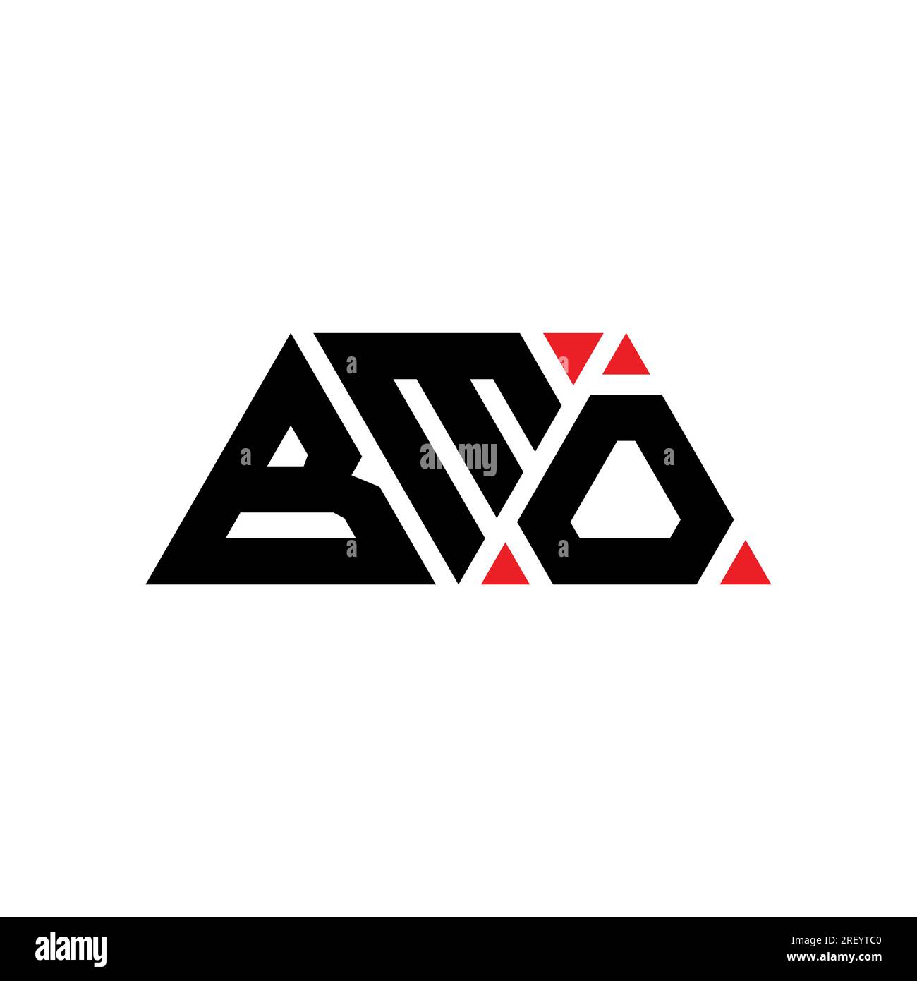 BMO triangle letter logo design with triangle shape. BMO triangle logo design monogram. BMO triangle vector logo template with red color. BMO triangul Stock Vector