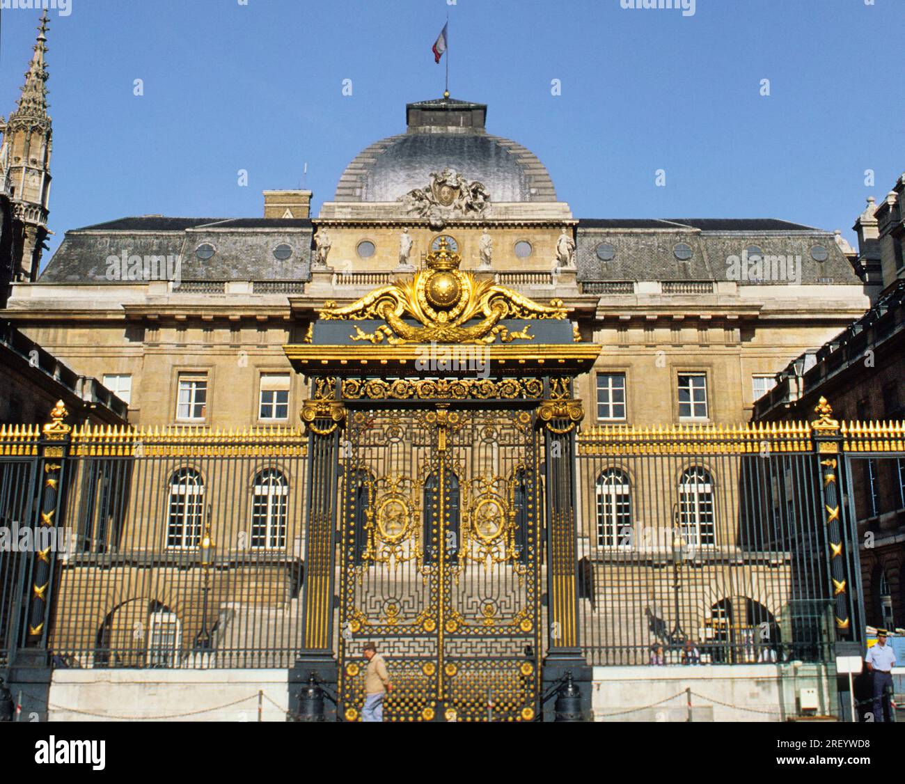 Paris Palais de Justice (Palace of Justice) courthouse exterior. Conciergerie law court in Paris, Ile-de-France, France Stock Photo