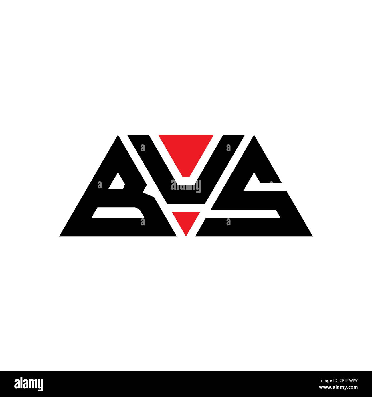 BUS triangle letter logo design with triangle shape. BUS triangle logo design monogram. BUS triangle vector logo template with red color. BUS triangul Stock Vector