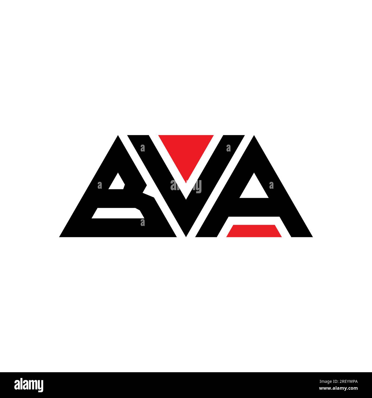 BVA triangle letter logo design with triangle shape. BVA triangle logo design monogram. BVA triangle vector logo template with red color. BVA triangul Stock Vector