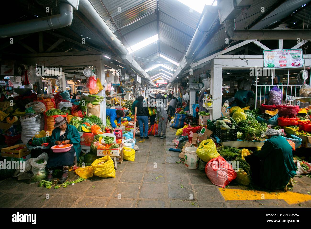 Cusco Peru, 1st January 2023: Mercado de San Pedro is the main food market in the City of Cusco. Stock Photo