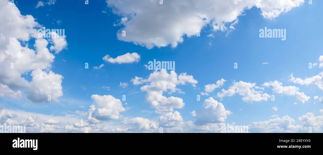 blue sky background with tiny clouds panorama Stock Photo - Alamy