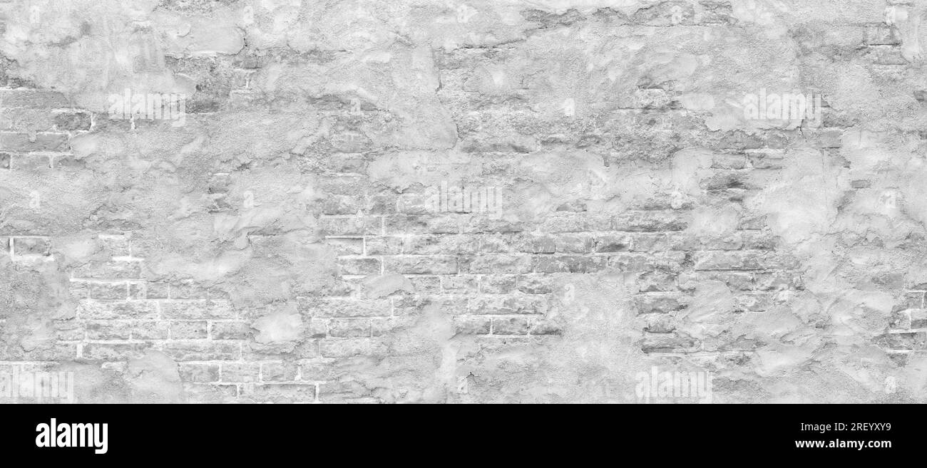 Abstract white brick wall texture for pattern background. wide panorama ...