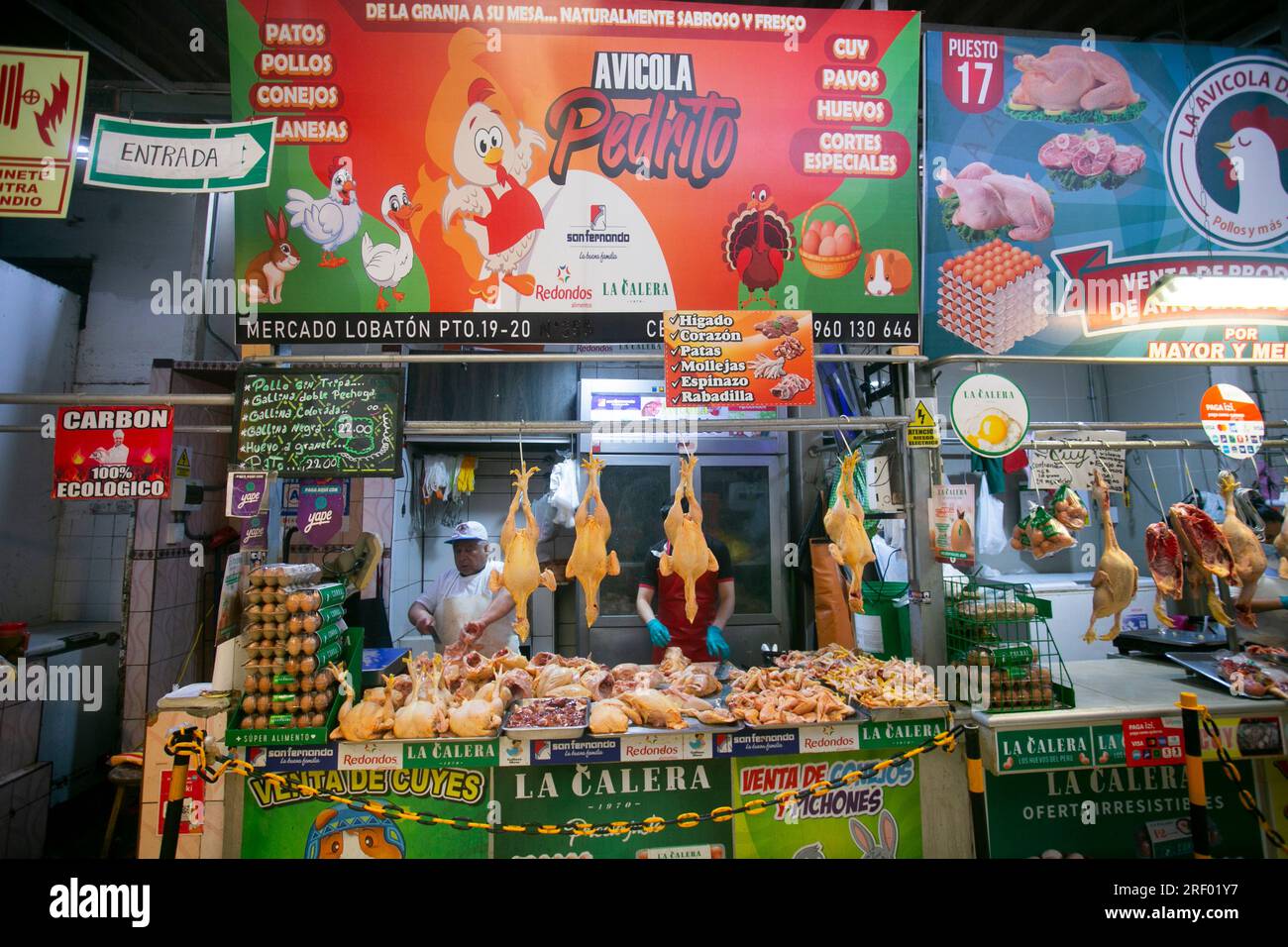 Lima, Peru; 1st January 2023 Food stall selling meat in the Surquillo