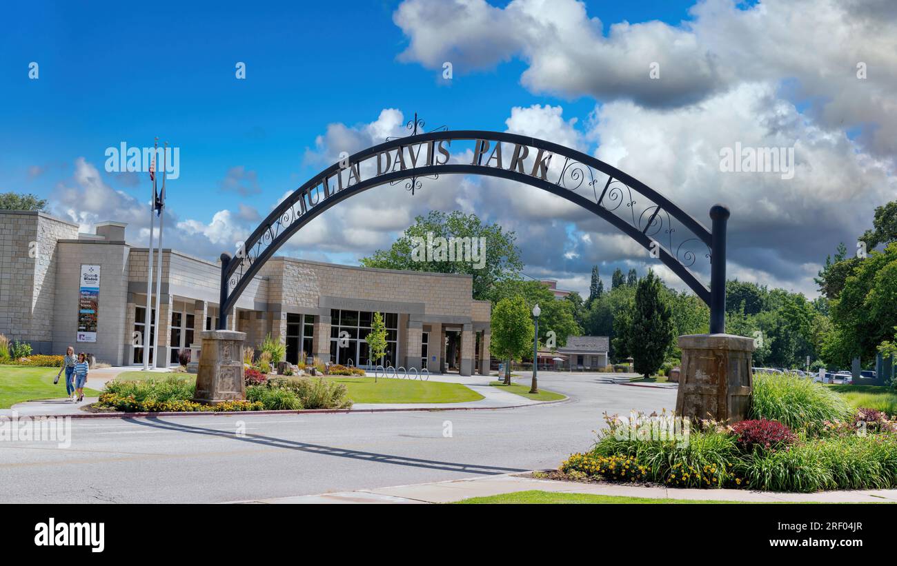 Idaho History Museum and Julia Davis Park entrance banner Boise Idaho