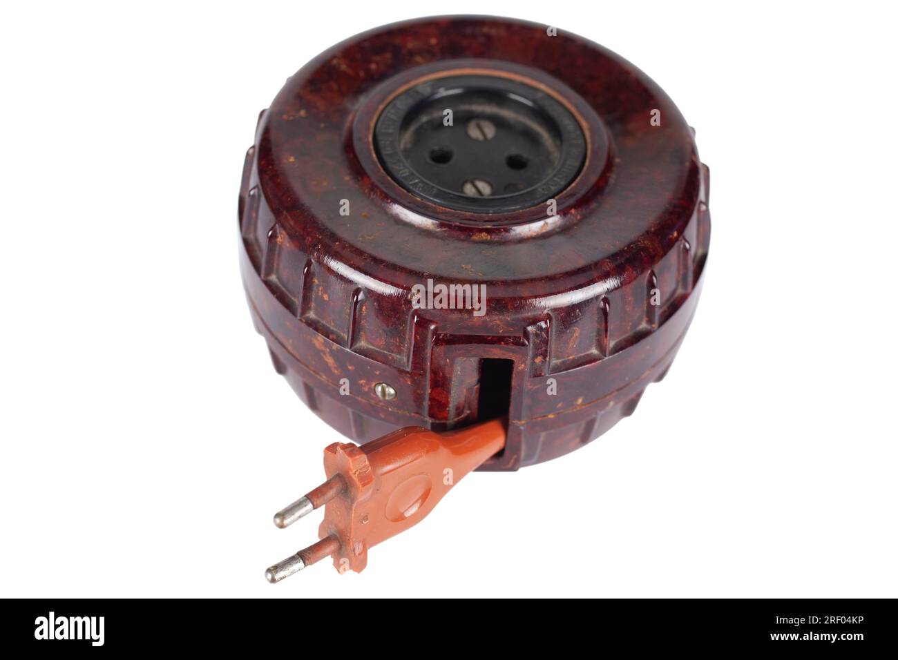 Antique retro extension cord isolated on white background Stock Photo