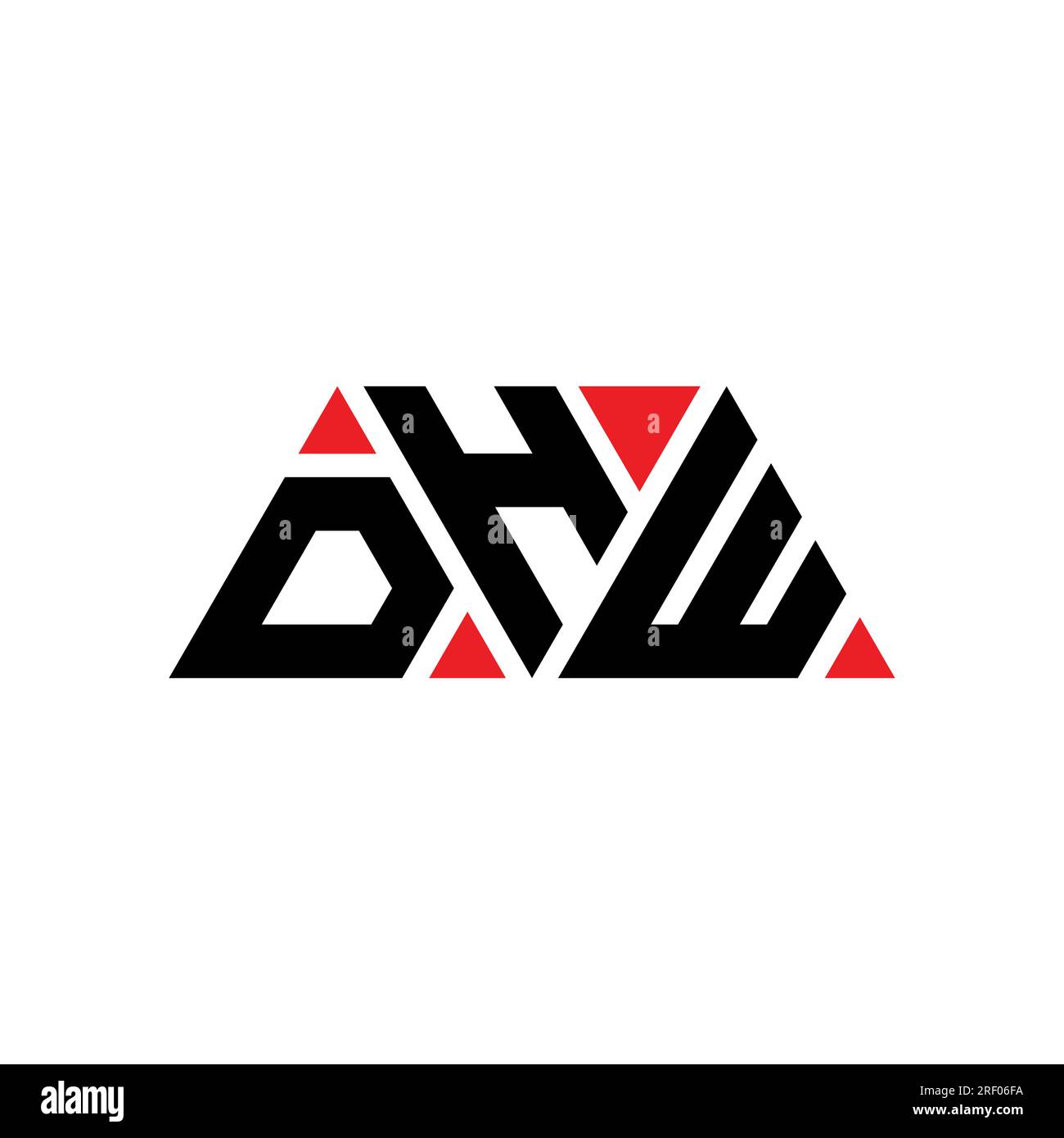 DHW triangle letter logo design with triangle shape. DHW triangle logo design monogram. DHW triangle vector logo template with red color. DHW triangul Stock Vector