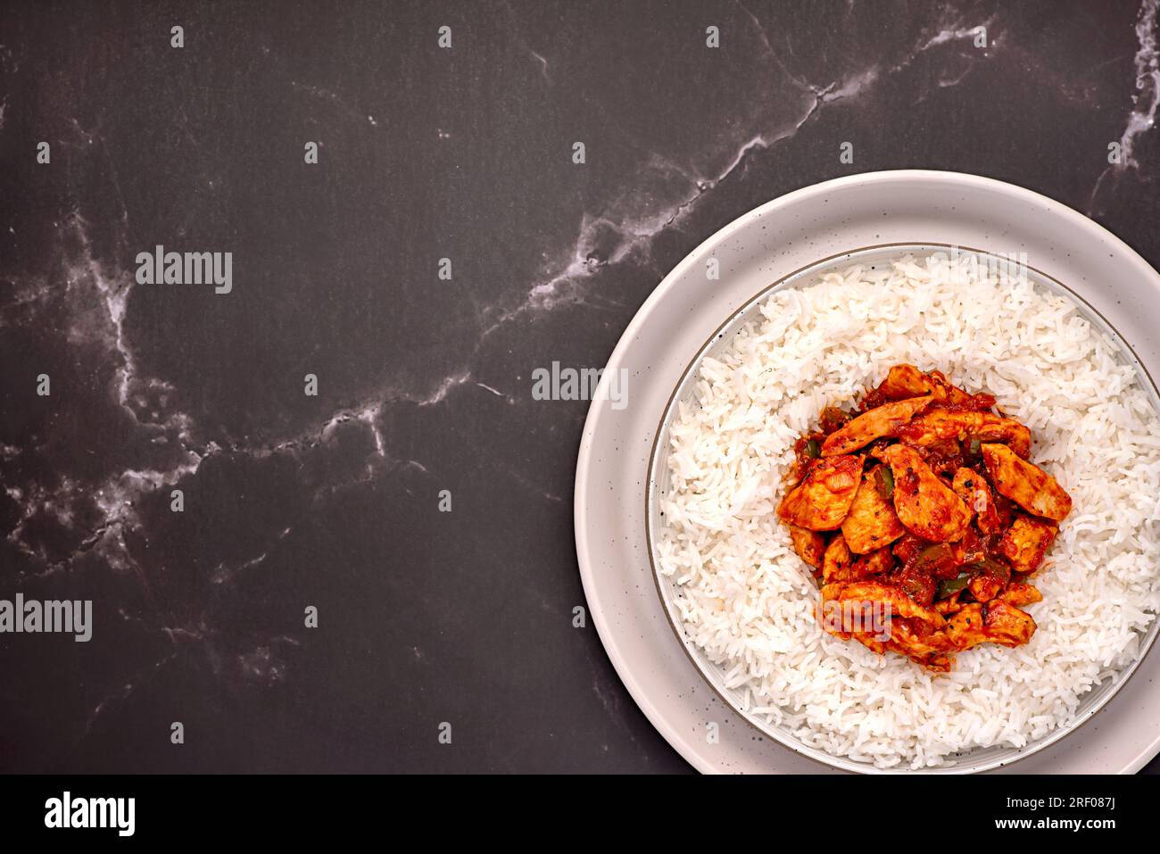 Blank food photography of rice, basmati, chicken, stew, casserole