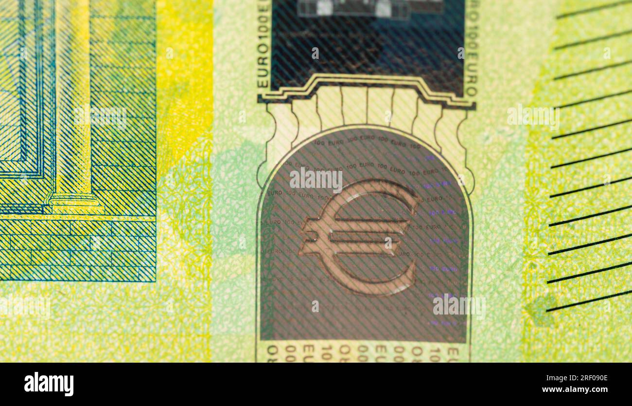 100 Note Real Close-up of the one hundred euro banknote of the European Union ...