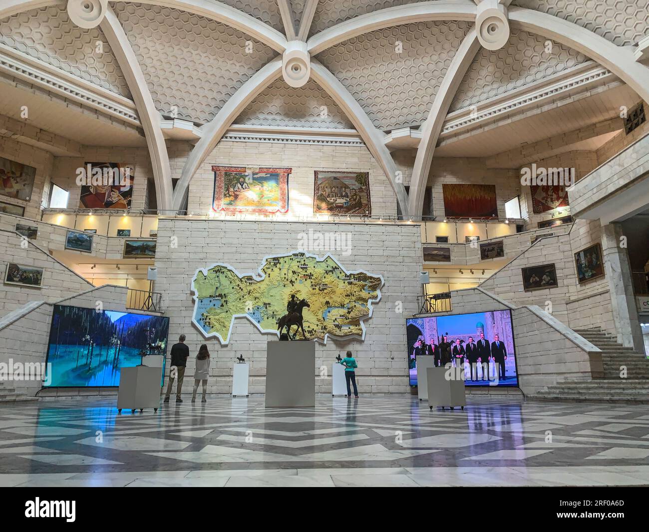 Kazakhstan, Almaty. Central State Museum of Kazakhstan, with Map of Kazakhstan in Entry Lobby.. Stock Photo
