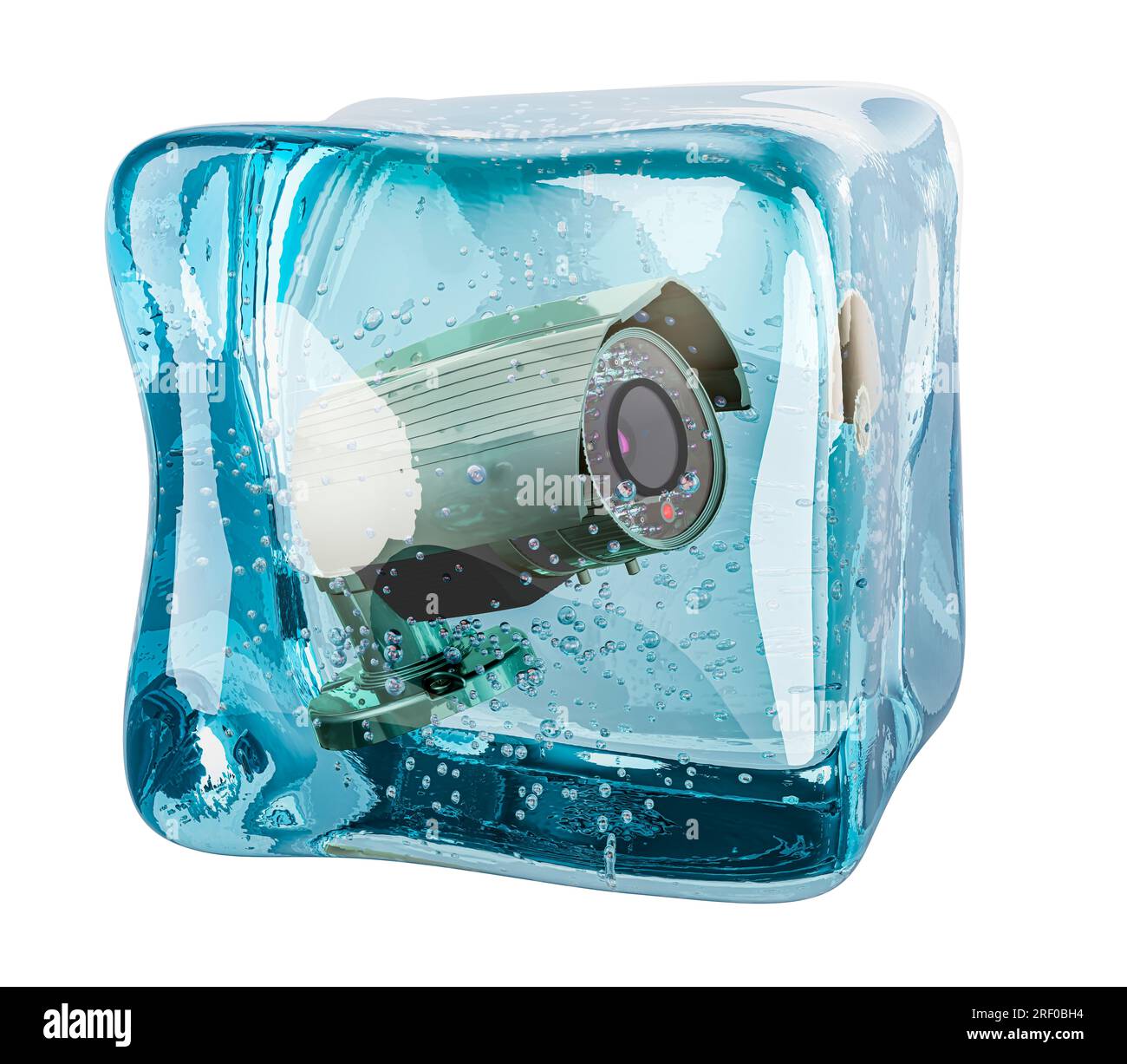 Security camera frozen in ice cube, 3D rendering isolated on white background Stock Photo Alamy