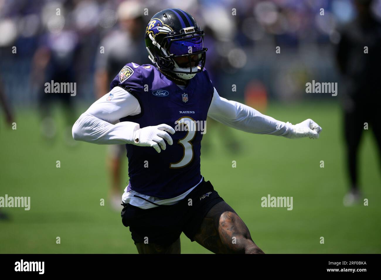 Baltimore Ravens wide receiver Odell Beckham Jr. (3) works out during ...