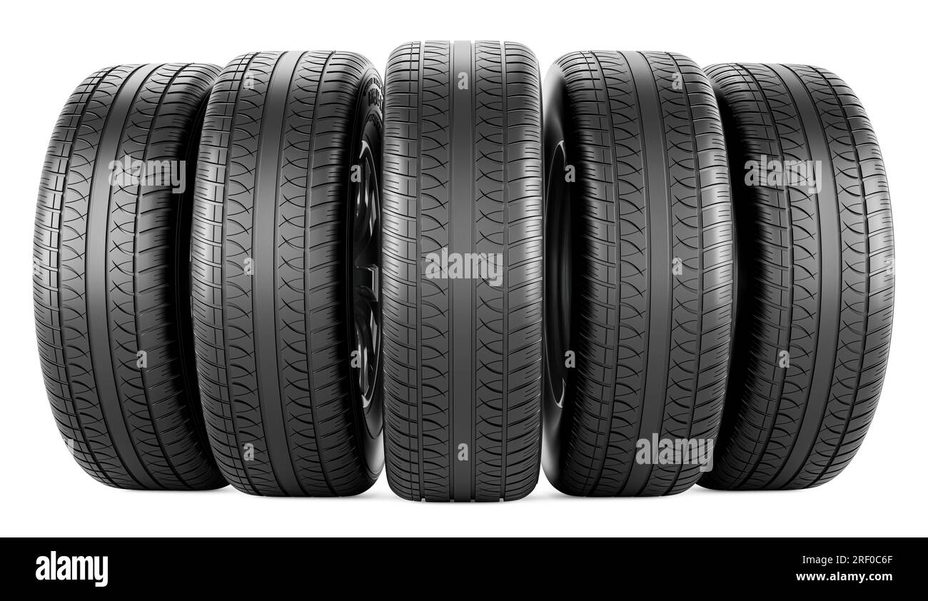 Car wheels, 3D rendering isolated on white background Stock Photo - Alamy