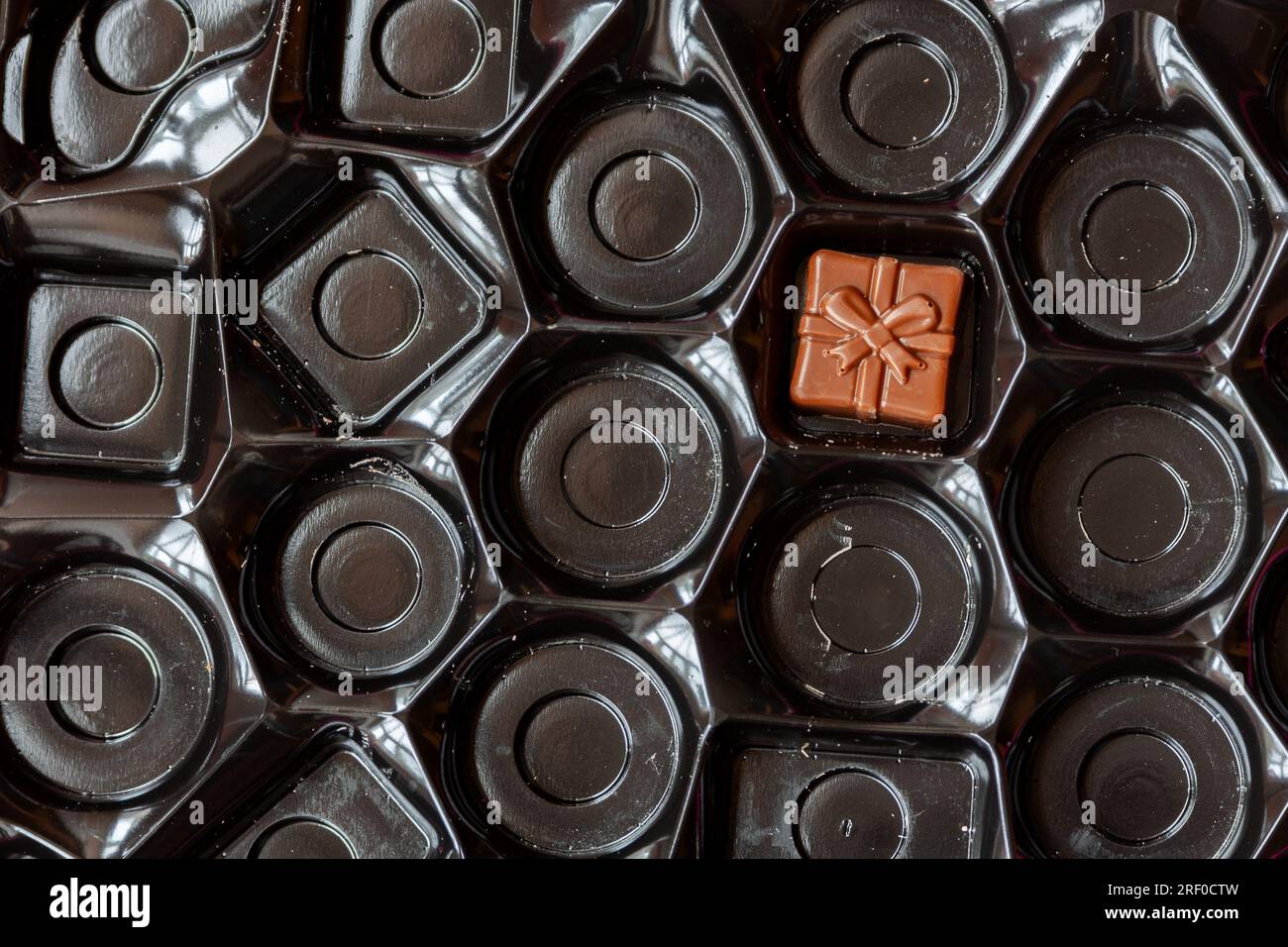 The last chocolate in a box. Stock Photo