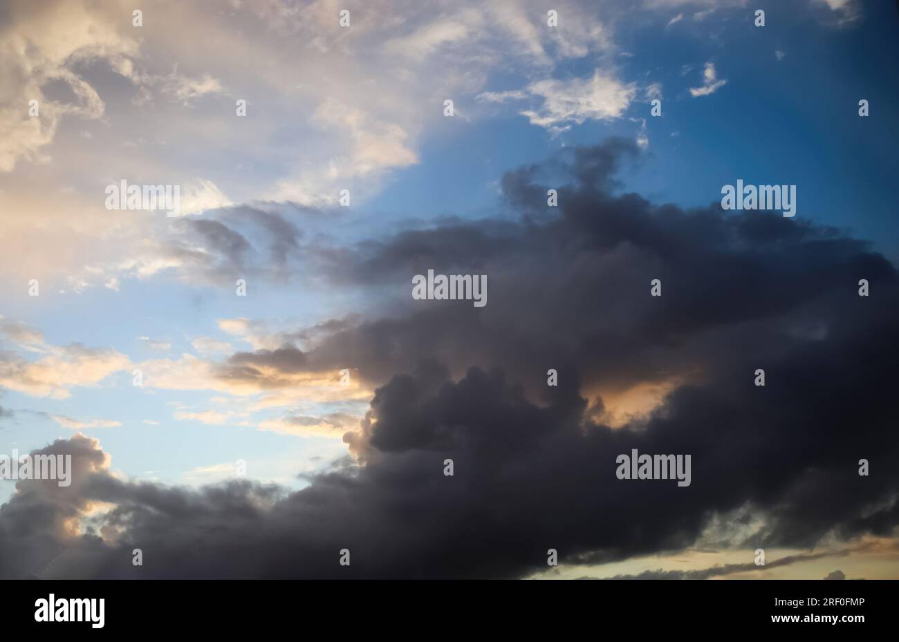 Stunning dark cloud formations right before a thunderstorm. Stock Photo