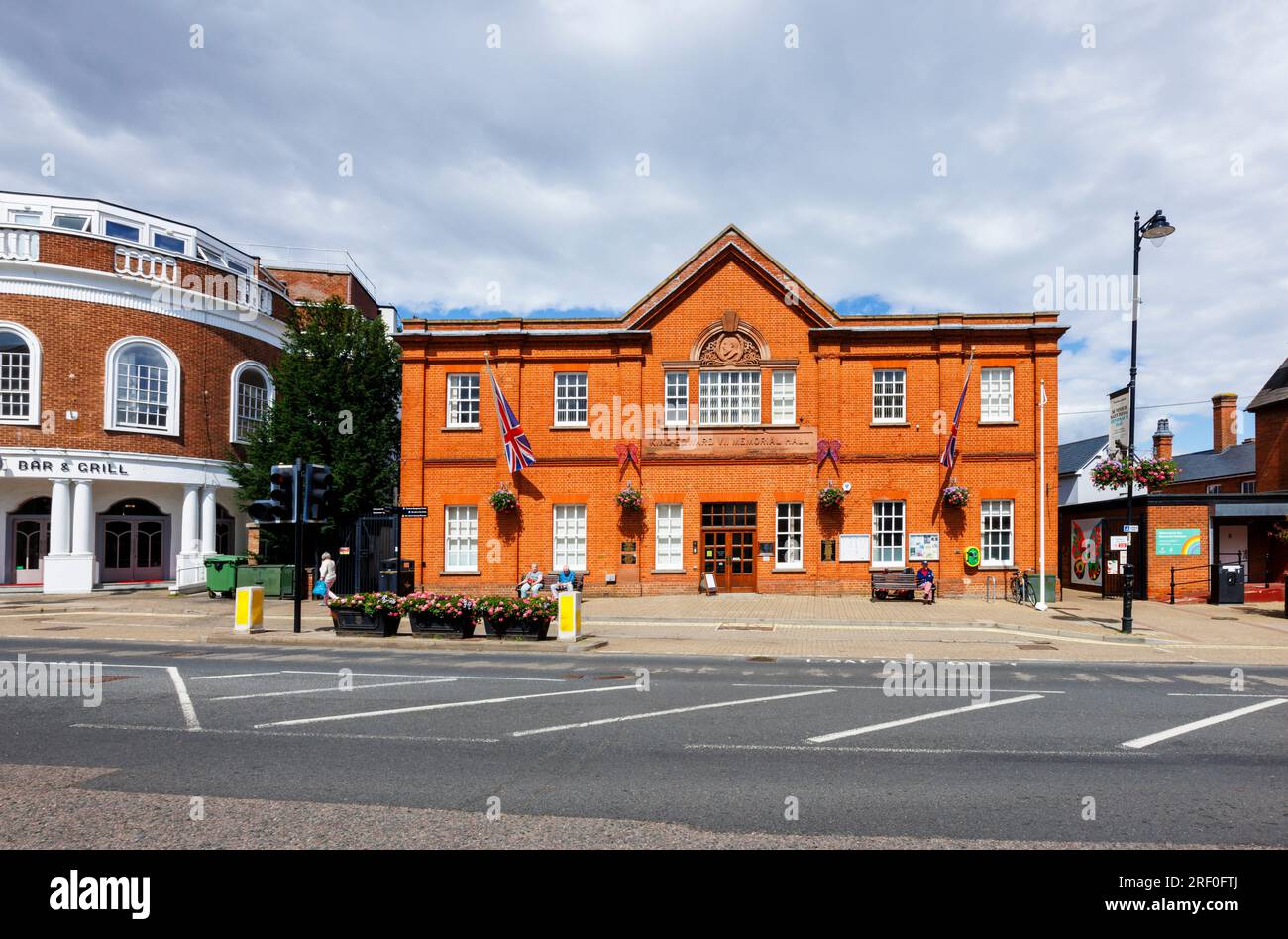 The King Edward VII Memorial Hall in High Street, Newmarket, a market town in the West Suffolk district of Suffolk, east England Stock Photo