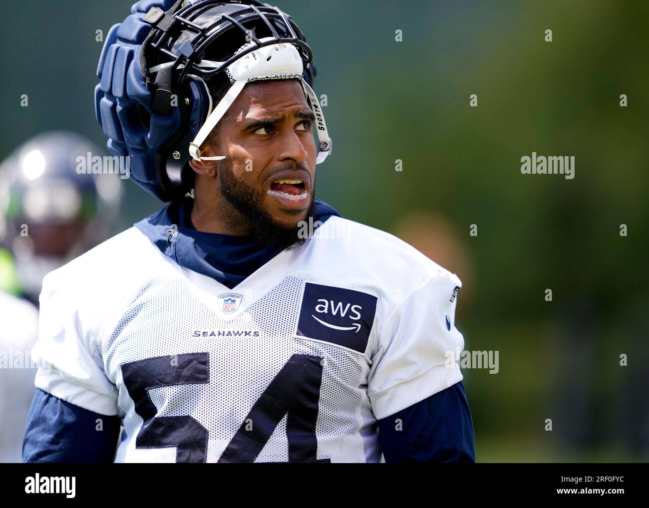 Seattle Seahawks linebacker Bobby Wagner (54) looks on during