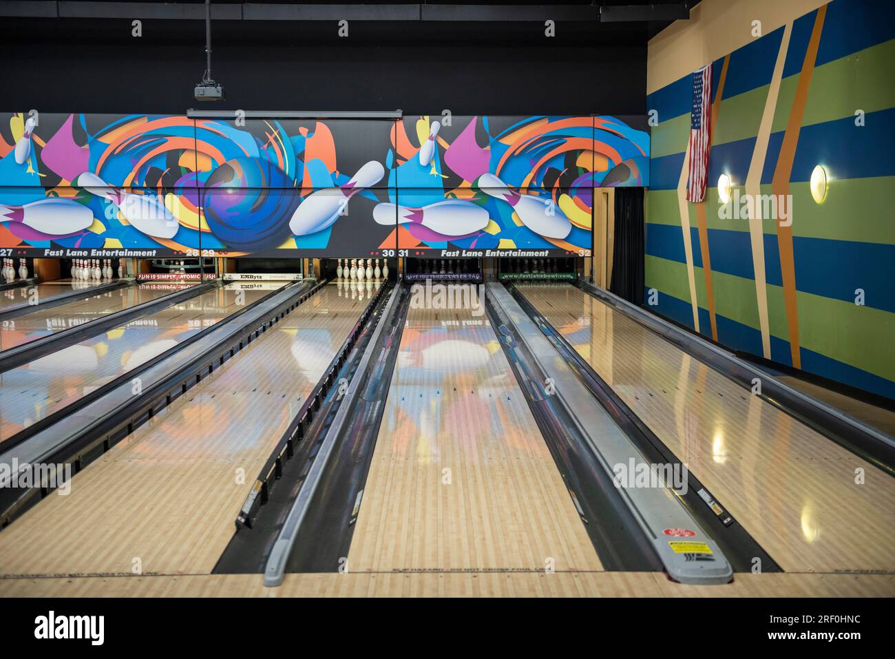 Interior of a bowling alley in Rogers, Arkansas Stock Photo Alamy