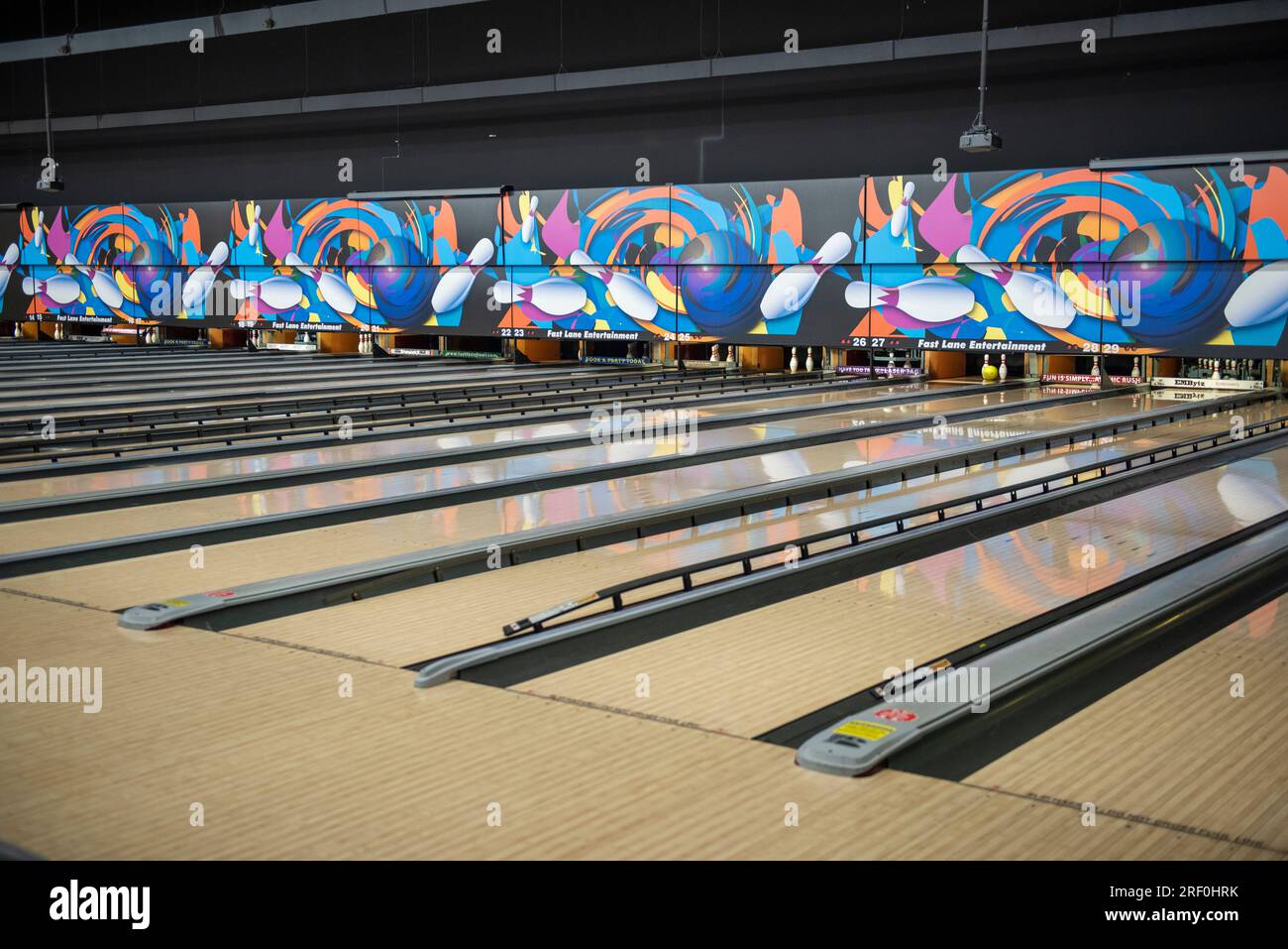 Interior of a bowling alley in Rogers, Arkansas Stock Photo Alamy