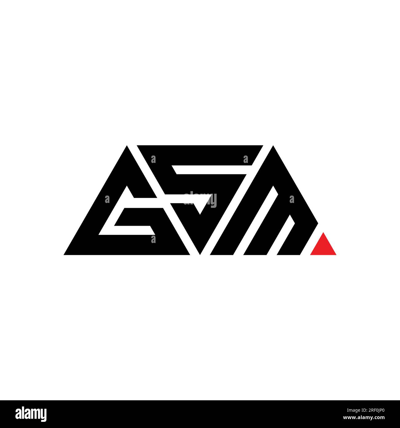 GSM triangle letter logo design with triangle shape. GSM triangle logo design monogram. GSM triangle vector logo template with red color. GSM triangul Stock Vector