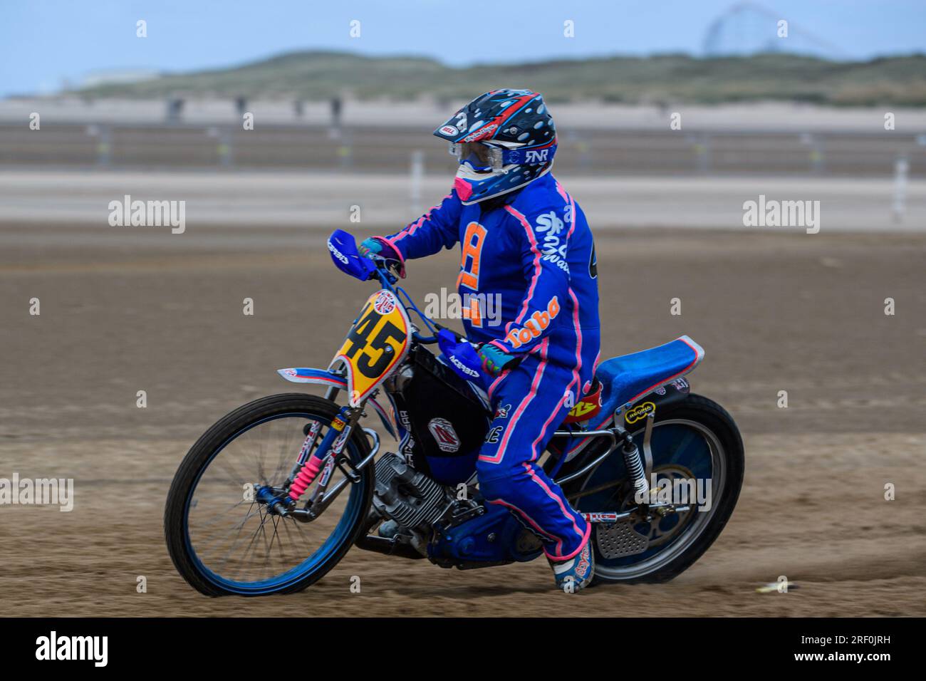 Shaun Bickley (145) in practice during the Fylde ACU British Sand Racing Masters Championship at St Annes on Sea, Lancashire on Sunday 30th July 2023. (Photo: Ian Charles | MI News) Credit: MI News & Sport /Alamy Live News Stock Photo
