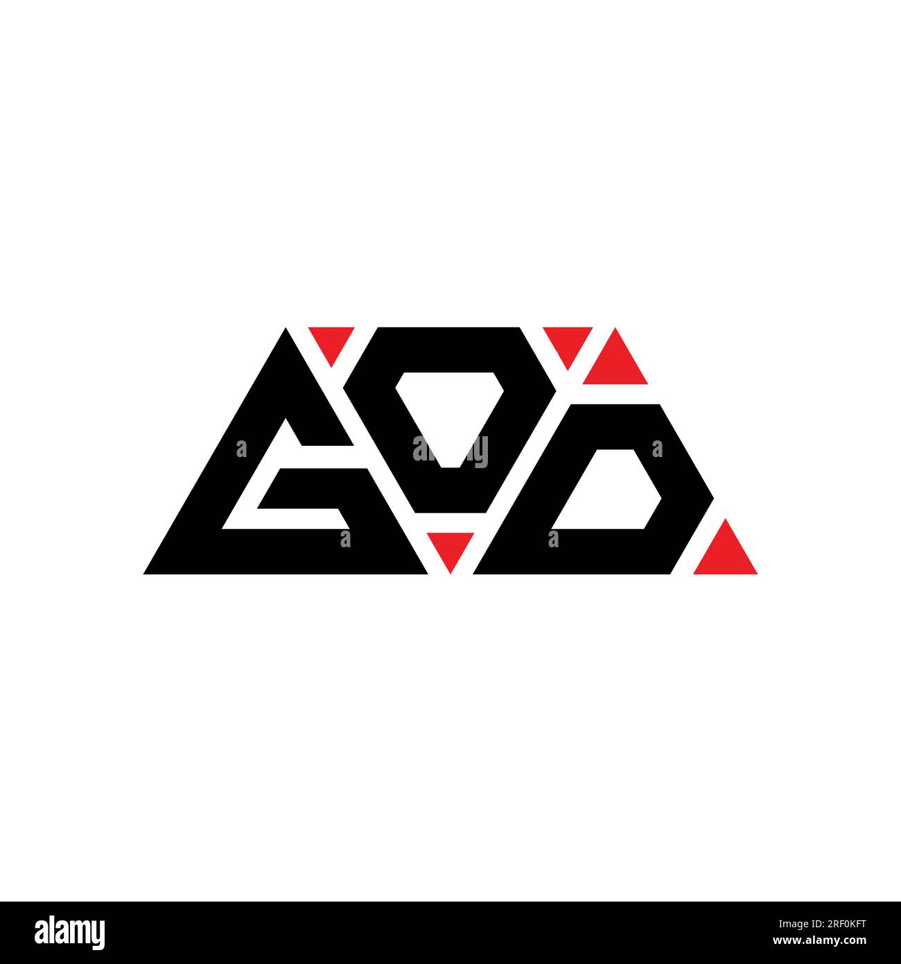 GOD triangle letter logo design with triangle shape. GOD triangle logo design monogram. GOD triangle vector logo template with red color. GOD triangul Stock Vector
