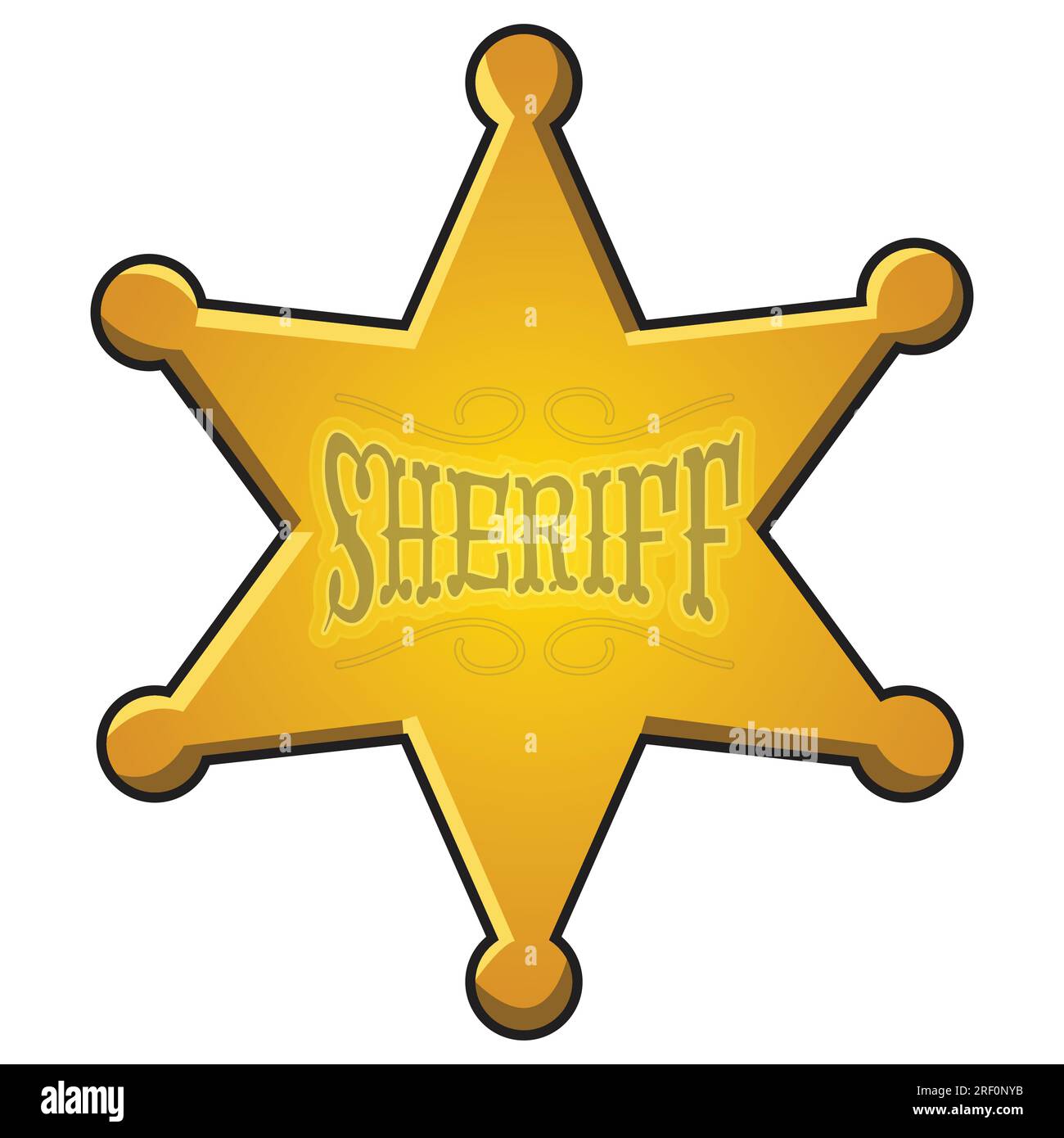 Cartoon Sheriff's Badge Vector Icon, isolated on a white background Stock Vector