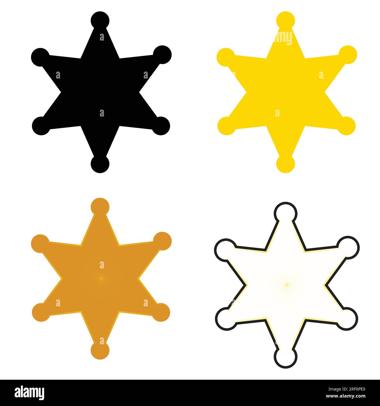 Blank cartoon sheriff's badge with different colors Stock Vector