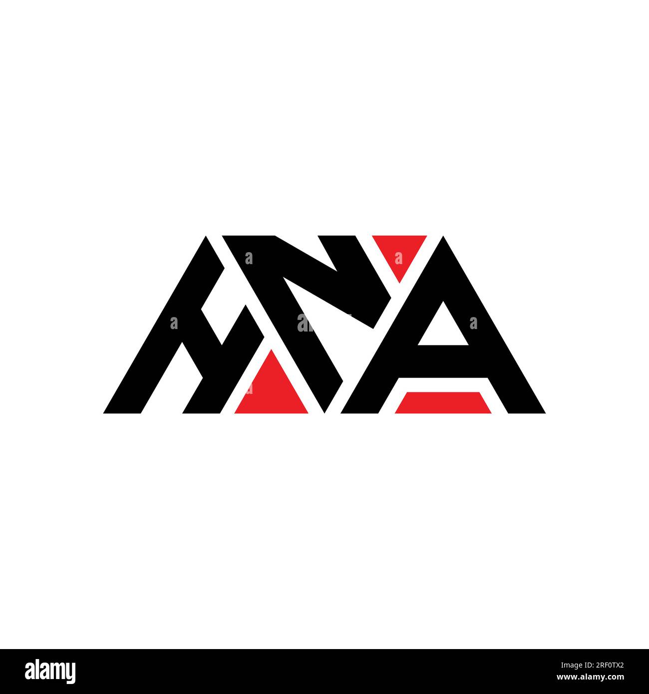 HNA triangle letter logo design with triangle shape. HNA triangle logo design monogram. HNA triangle vector logo template with red color. HNA triangul Stock Vector