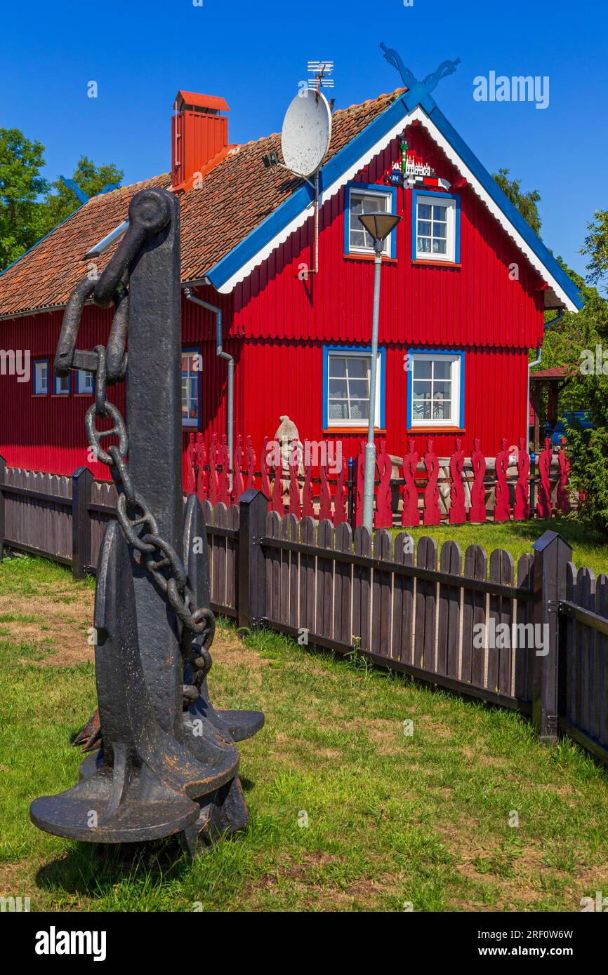 Traditional architecture, Nida, Curonian Spit, Lithuania, Europe Stock Photo