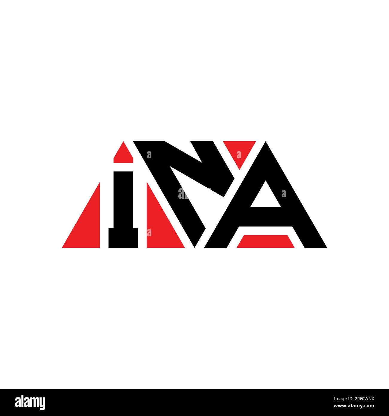 INA triangle letter logo design with triangle shape. INA triangle logo design monogram. INA triangle vector logo template with red color. INA triangul Stock Vector