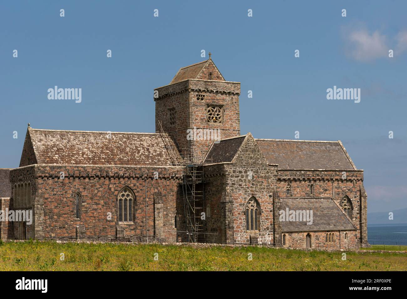 Isle of Iona, Argyll, Scotland, UK.  6 June 2023.  Iona Abbey on the coast of  the Isle of Iona a place of pilgrimage and tourist attraction. Stock Photo