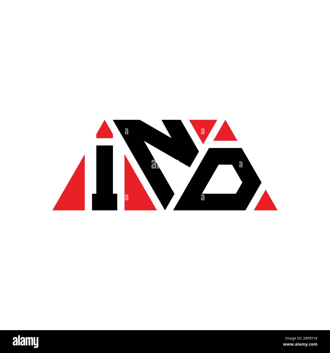 IND triangle letter logo design with triangle shape. IND triangle logo design monogram. IND triangle vector logo template with red color. IND triangul Stock Vector