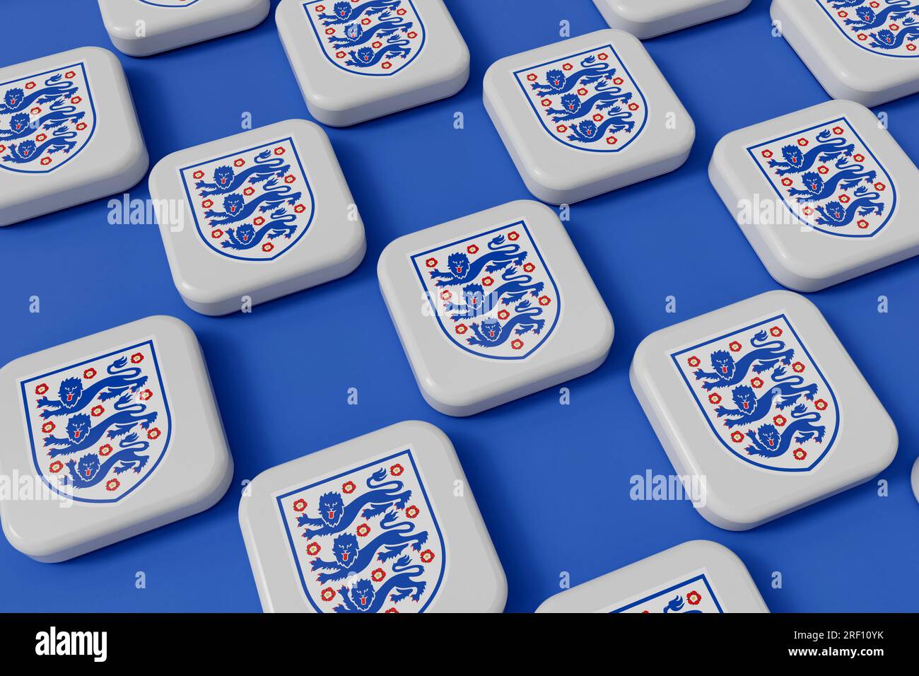 LONDON, UK July 2023 England national football team logo. 3D