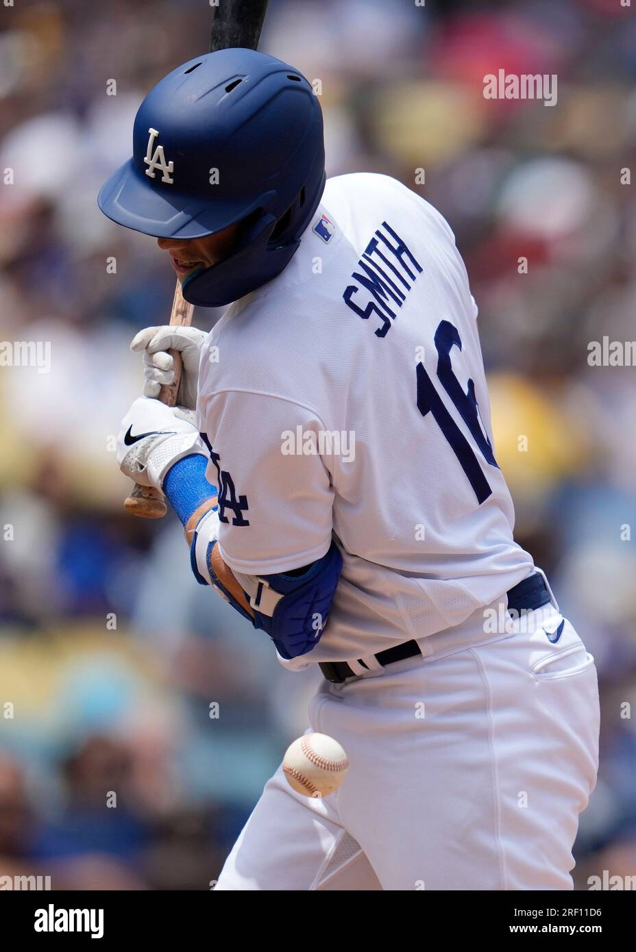 Los Angeles Dodgers catcher Will Smith (16) waits for the pitch during an  MLB regular season game against the San Francisco Giants, Tuesday, May 3,  2022, in Los Angeles, CA. (Brandon Sloter/Image