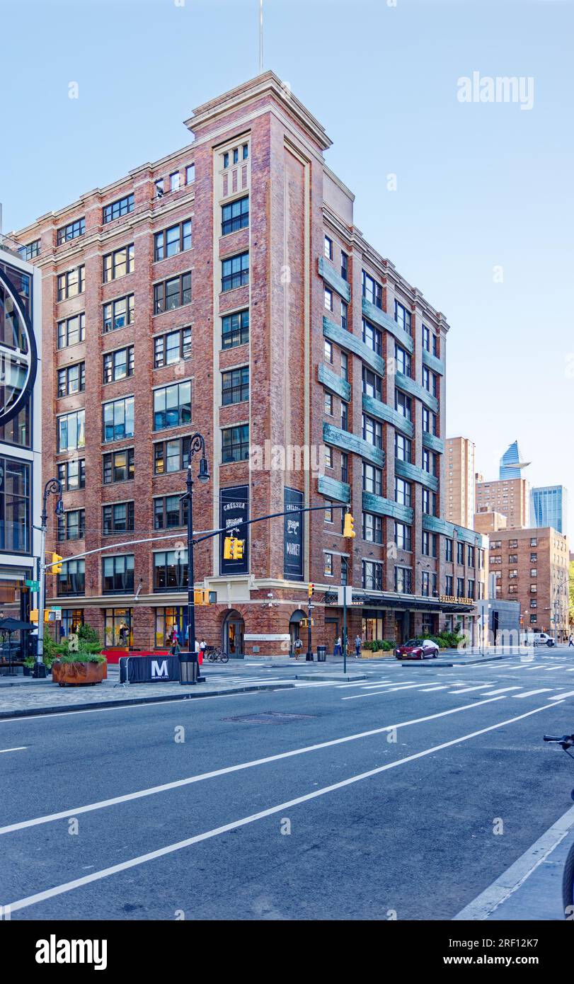 Chelsea Market, a former Nabisco factory and Oreo birthplace, is now a tourist attraction containing restaurants, shops, TV studios and offices. Stock Photo