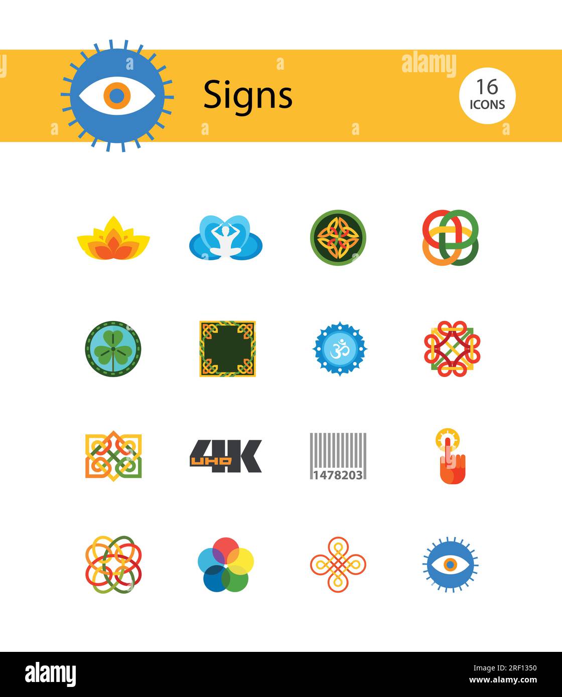 Signs flat icons set Stock Vector