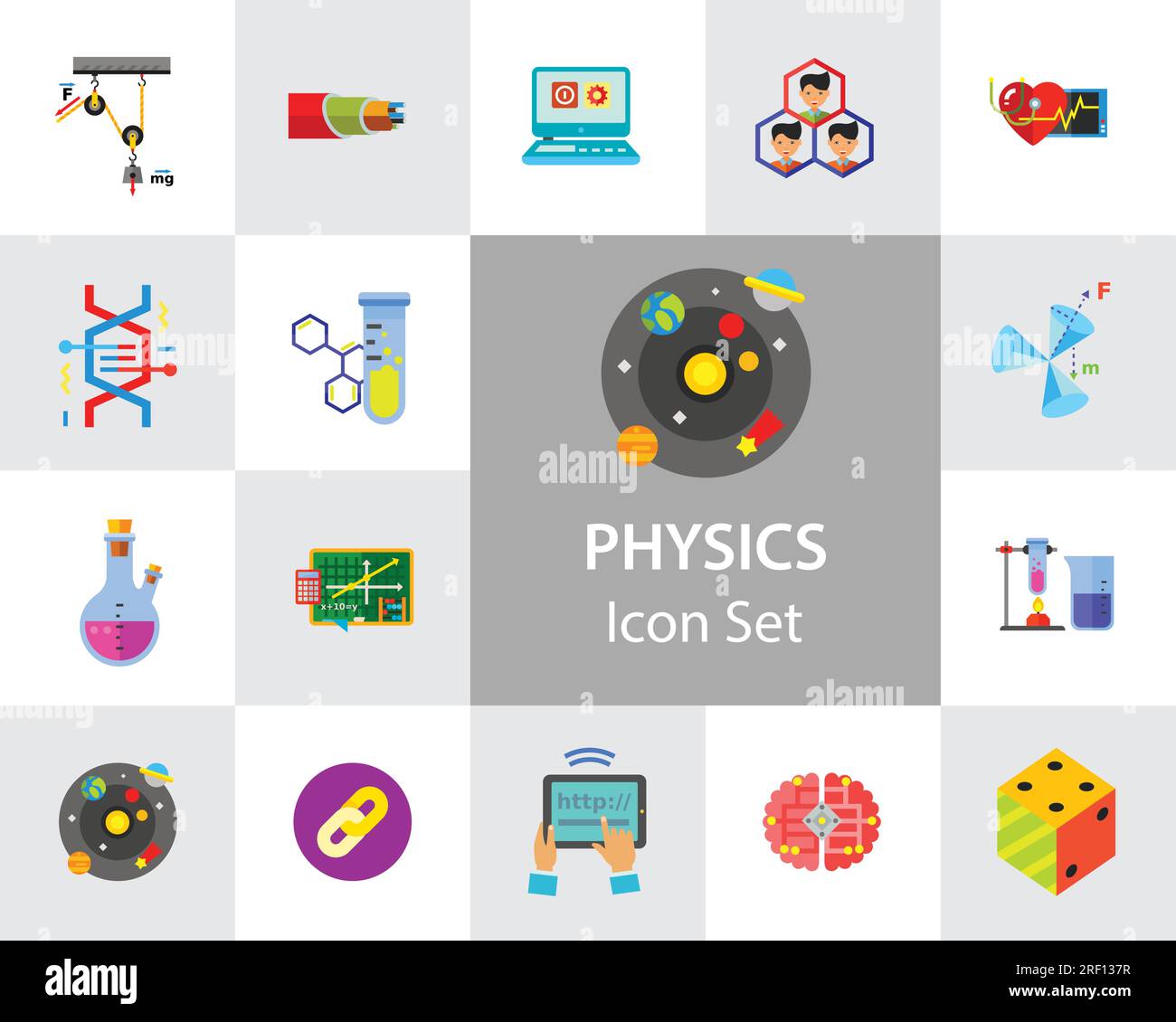 Physics Icon Set Stock Vector Image & Art - Alamy
