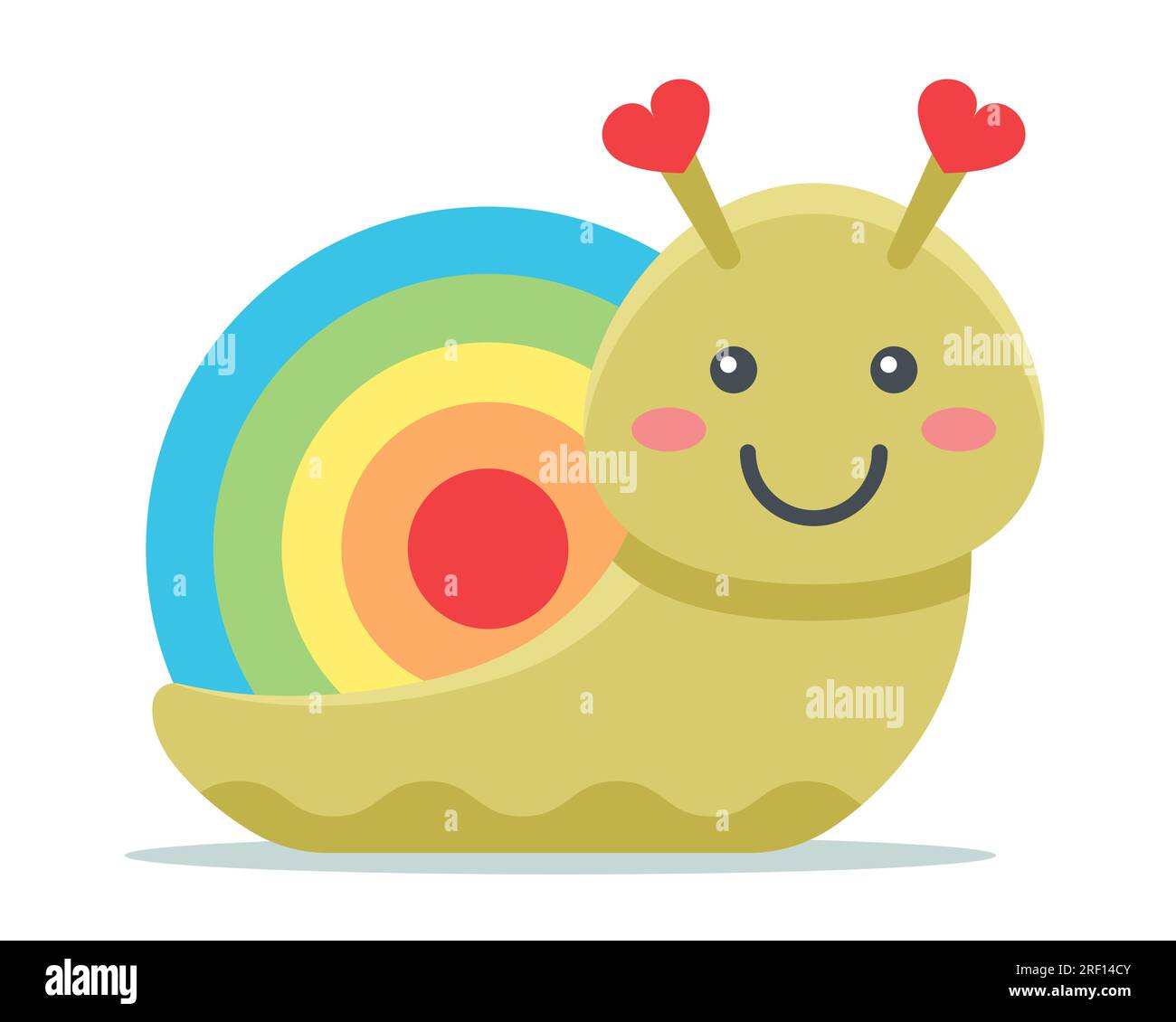 cute snail character with rainbow shell. children drawing. flat vector