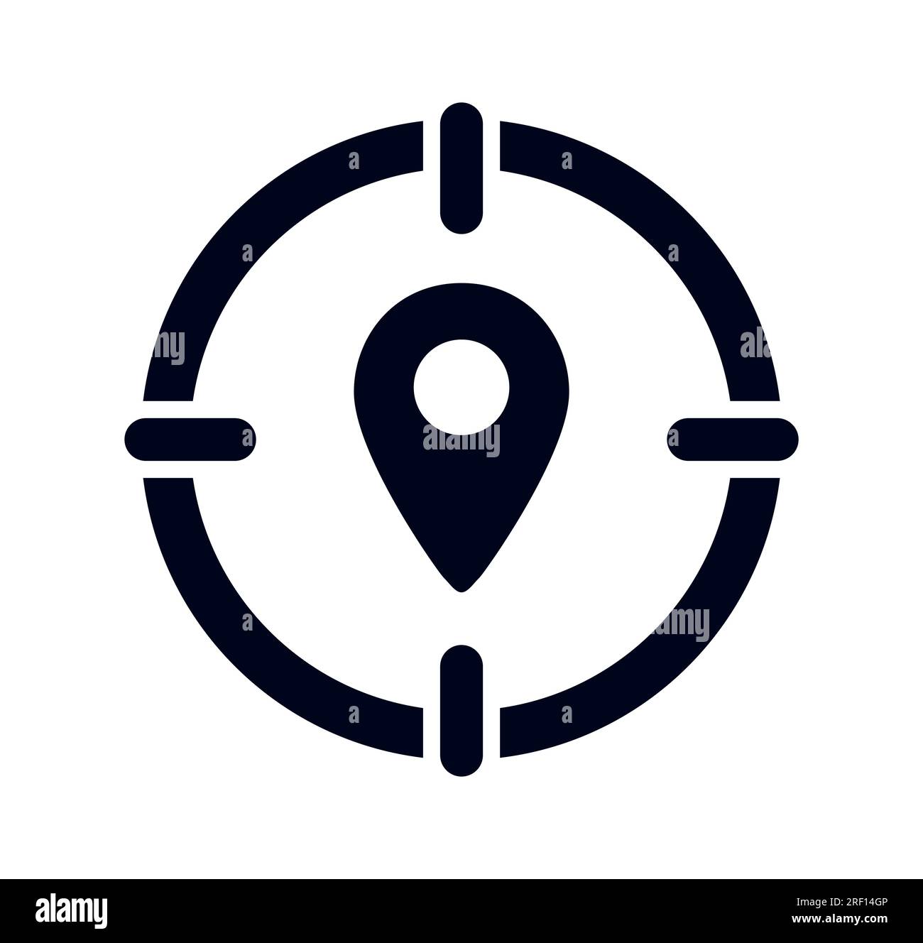 Map pin and position mark with crosshairs for map location and route 