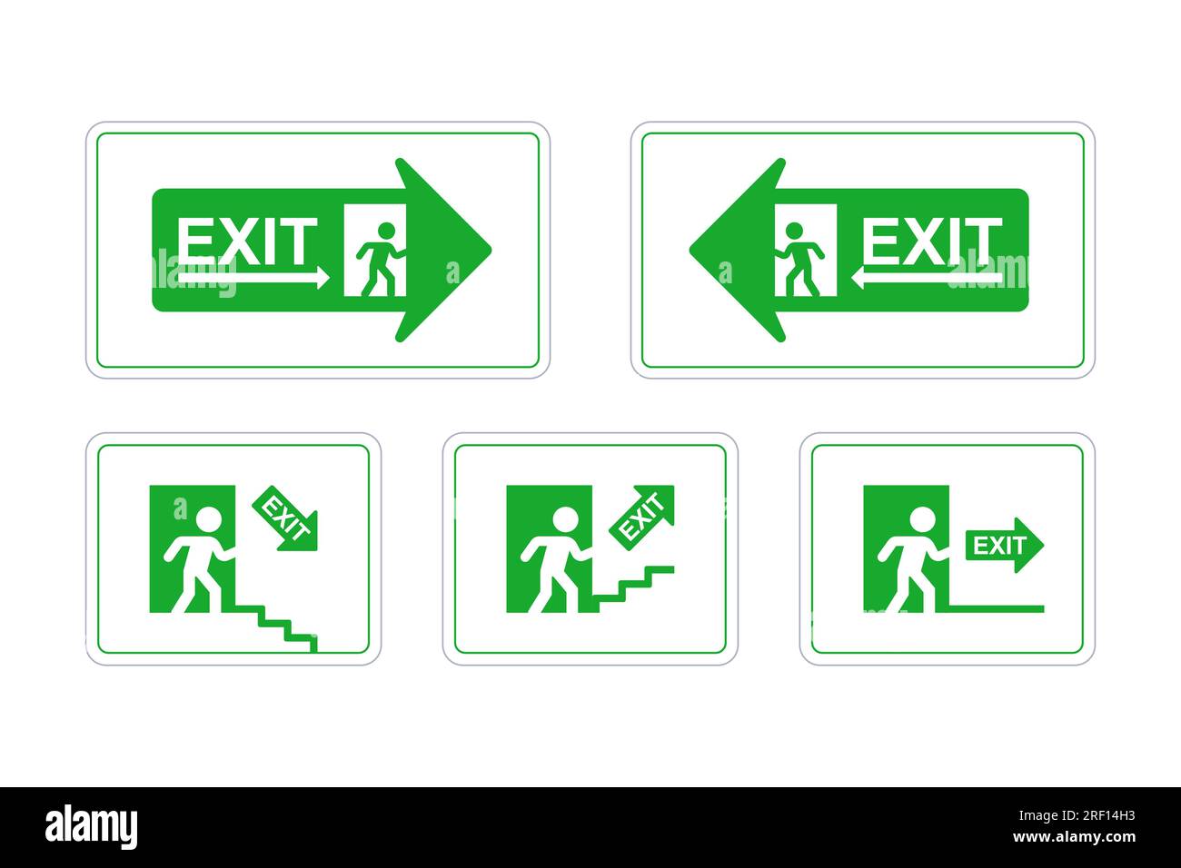Signs Of Direction During Evacuation Emergency Exit Running Man To The Door Flat Vector Set 1598