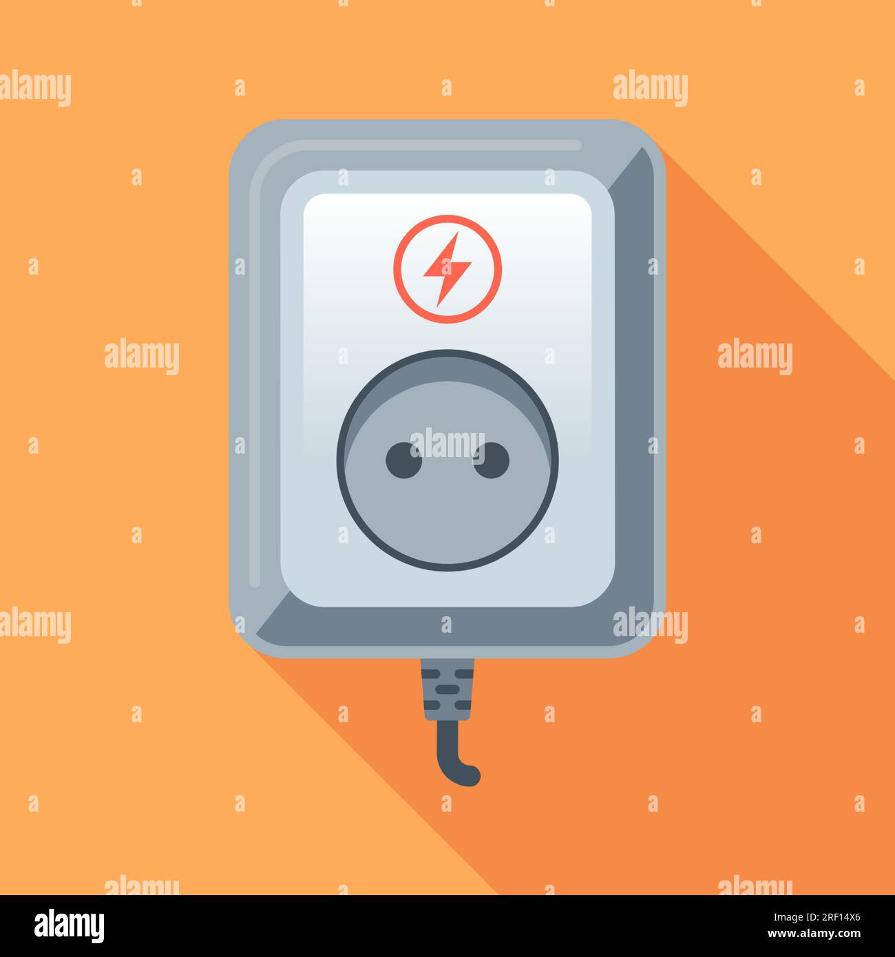 gray socket on an orange wall. flat vector illustration. Stock Vector