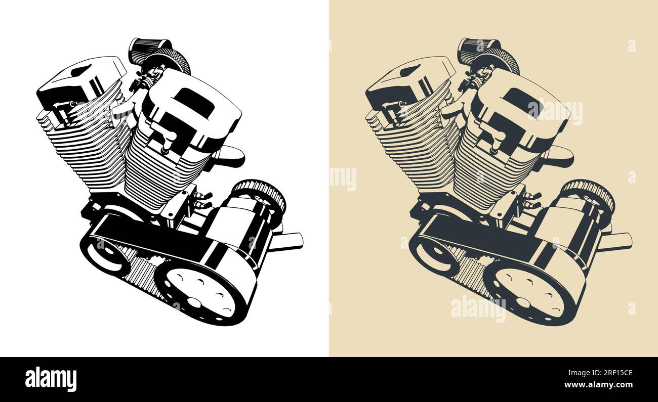 Stylized vector illustration of powerful motorcycle engine Stock Vector ...