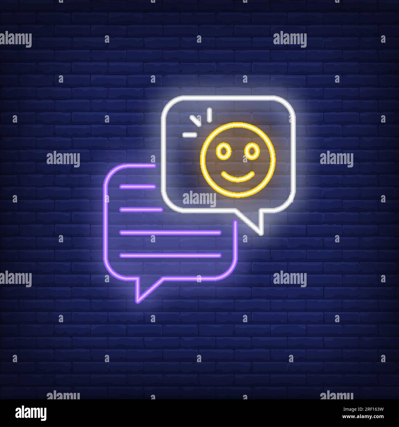 Message with smiley neon sign Stock Vector