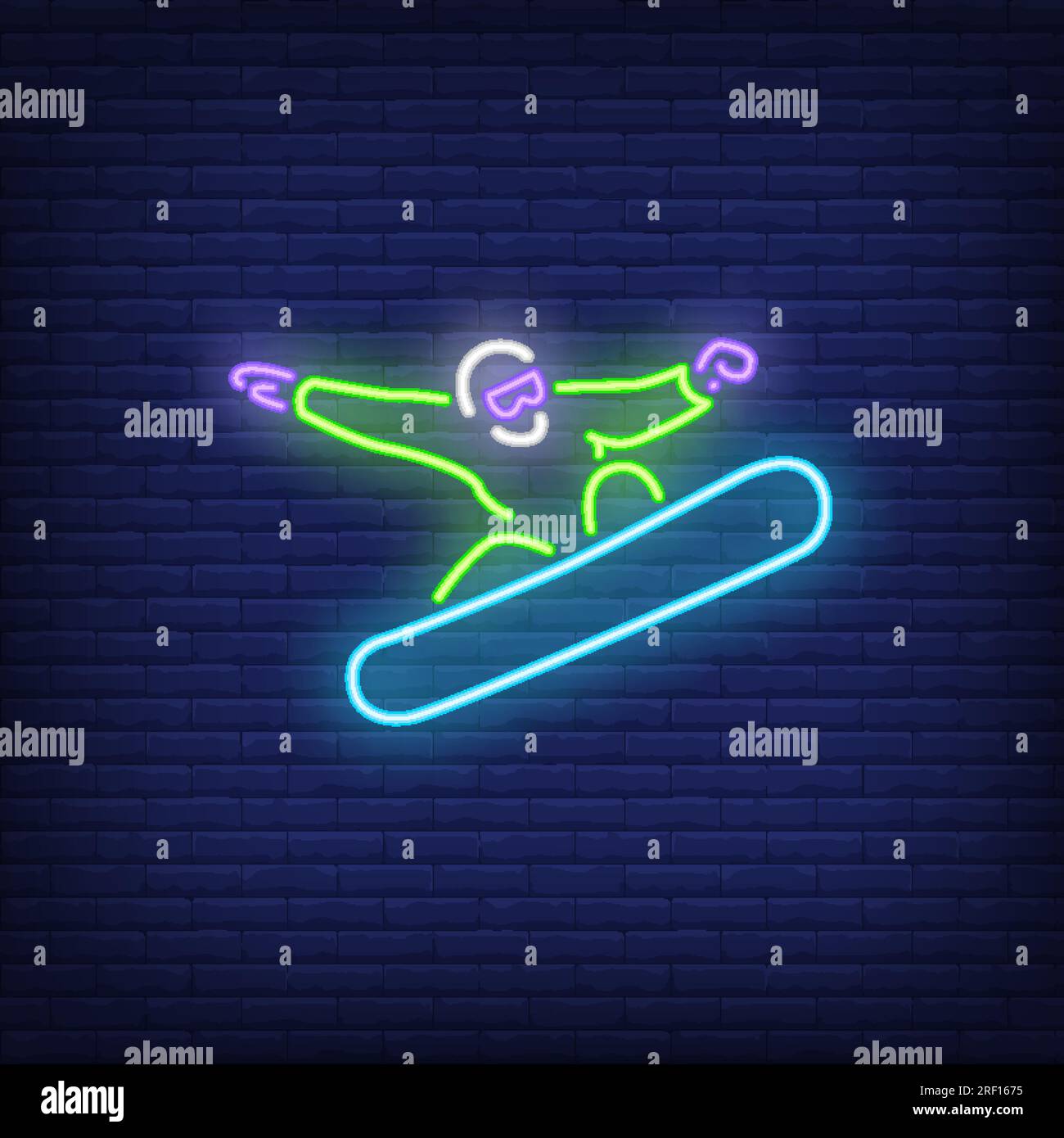 Snowboarder neon sign Stock Vector